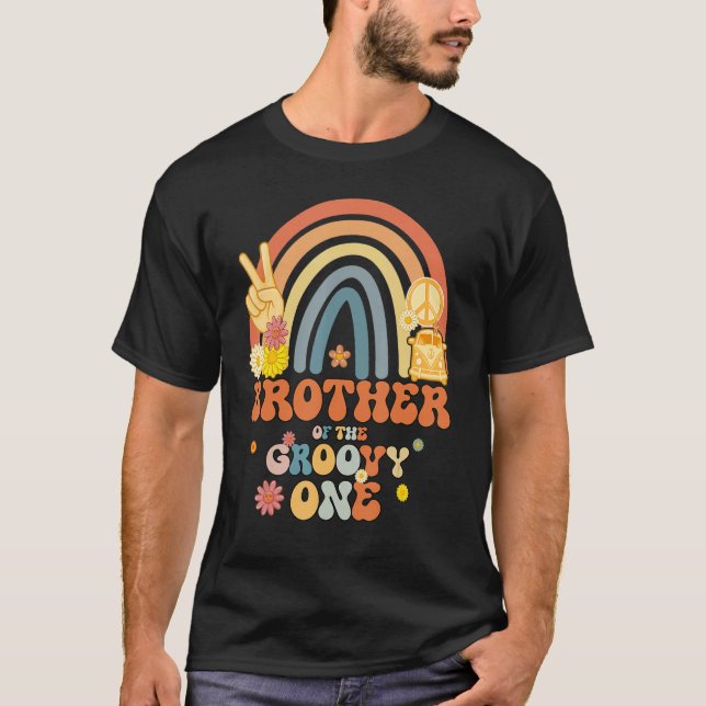Bruder des Groovy One Rainbow Boho Birthday Pa T-Shirt (Vorderseite)