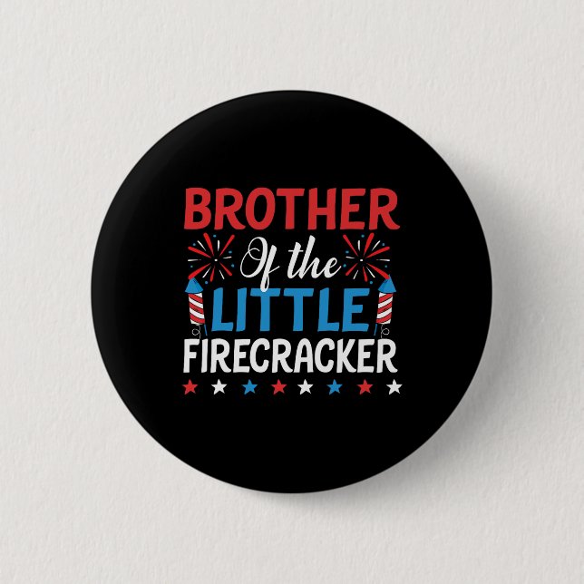 Bruder des kleinen Firecracker Shirts 4. Juli Button (Vorderseite)