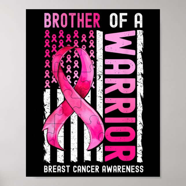 Bruder einer Brustkrebserkrankung USA Flag Awaren Poster (Vorne)