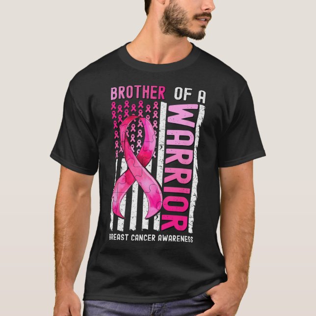Bruder einer Brustkrebserkrankung USA Flag Awaren T-Shirt (Vorderseite)
