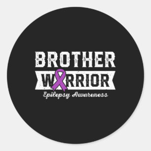 Bruder einer Epilepsie des Kriegers, Bruder Lila R Runder Aufkleber