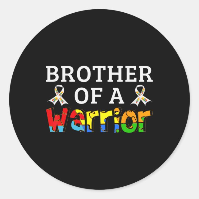 Bruder eines Kriegers Familie Unterstützung Autism Runder Aufkleber (Vorderseite)