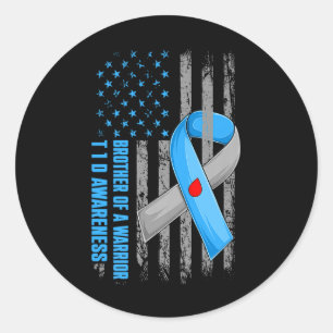 Bruder eines Kriegers Typ 1 Diabetes T1d Bewusstse Runder Aufkleber