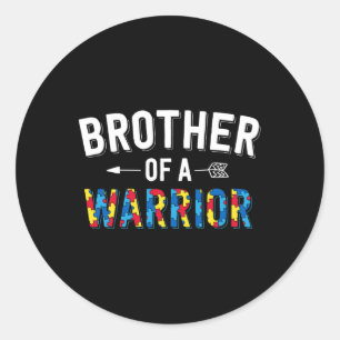 Bruder eines Warrior Family Bro World Autismus Awa Runder Aufkleber