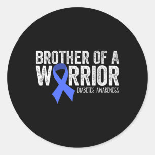 Bruder eines Warrior T1d Diabetiker Blue Ribbon Su Runder Aufkleber