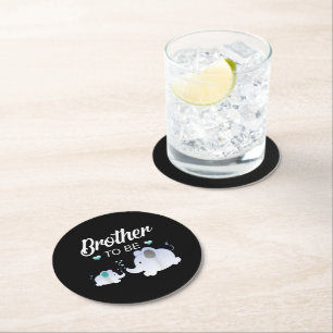 Bruder, Elefant Baby Shower Geschenk für Junge Runder Pappuntersetzer