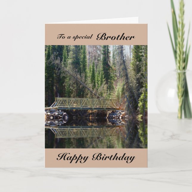 Bruder - Geburtstag - Waldbrücke Karte (Vorderseite)