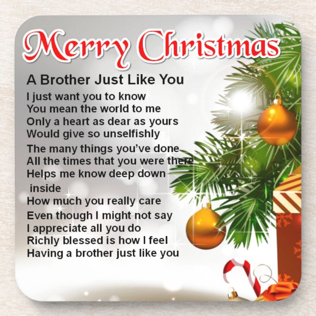 Bruder-Gedicht - Weihnachtsentwurf Untersetzer (Vorderseite)