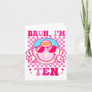 Bruder Ich bin Zehn 10. Geburtstag Mädchen Groovy  Karte