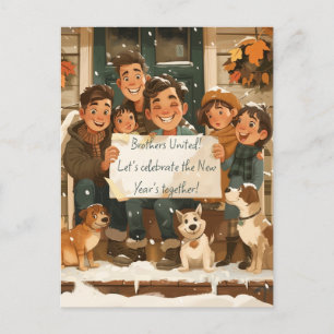 Brüder, Kinder und Hunde Postkarte