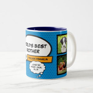 Bruder Lustig Moderne Coole Comic-Foto-Collage Bla Zweifarbige Tasse