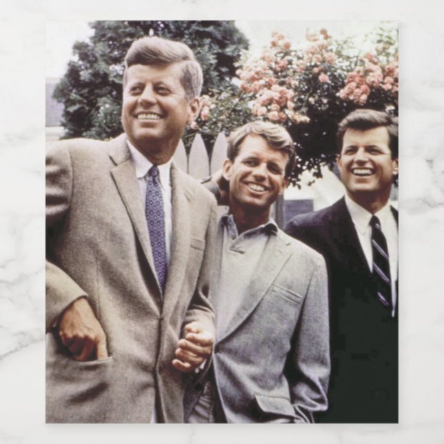 Brüder mit Präsident John Kennedy im Weißen Haus Weinetikett (Einzelnes Label)