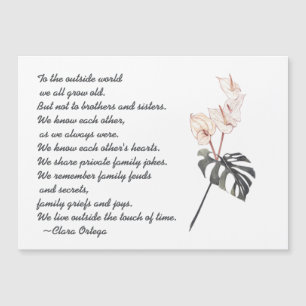 Bruder oder Schwester Sentimental Gedicht Schwarz- Magnetkarte