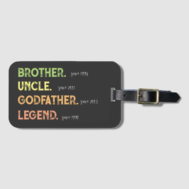 Bruder Onkel Godvater Legende seit Jahr Gepäckanhänger (Vorderseite (Horizontal))