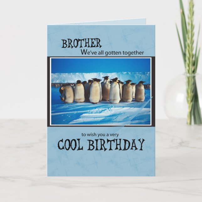 Bruder Pinguin der Gruppe Geburtstag Karte (Vorderseite)