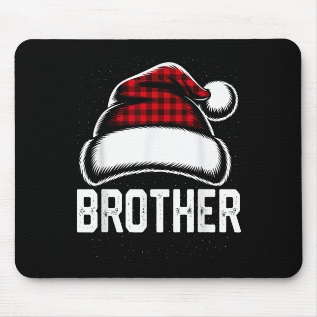 Bruder Santa Red Kariert Weihnachtsfamilie Matchin Mousepad (Vorne)