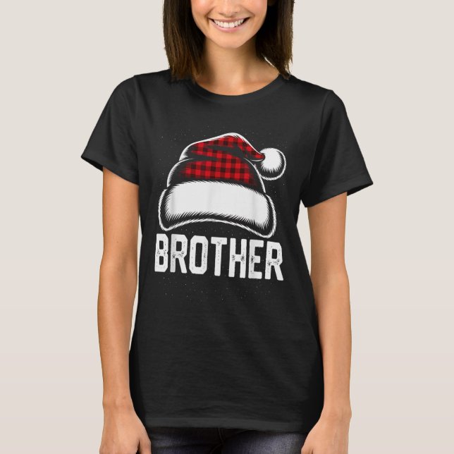 Bruder Santa Red Kariert Weihnachtsfamilie Matchin T-Shirt (Vorderseite)