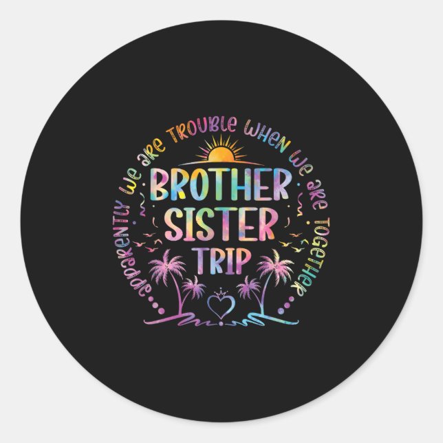 Bruder Schwester Matching Gefärbte Krawatte Bruder Runder Aufkleber (Vorderseite)