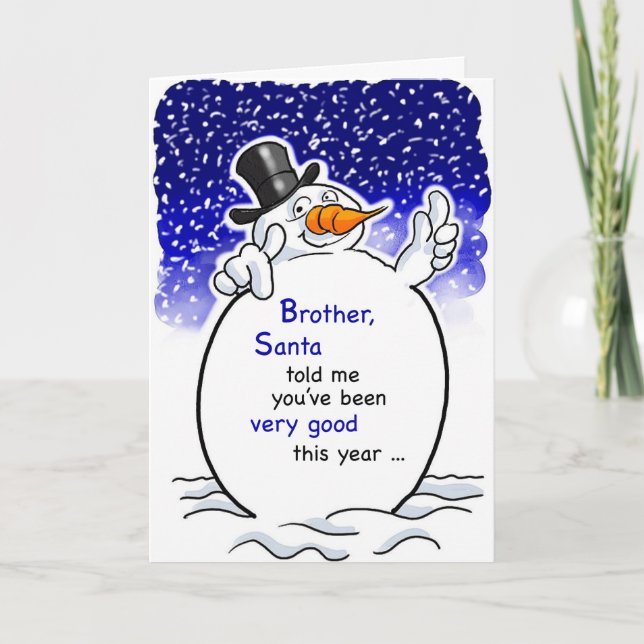 Bruder Snowman Santa, Weihnachten Spaß Karte (Vorderseite)