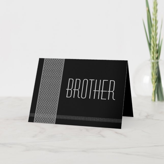 BRUDER - Trauzeuge - Schwarze und Silberne Karos Einladung (Vorderseite)