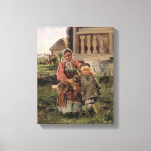 Bruder und Schwester, 1880 Leinwanddruck