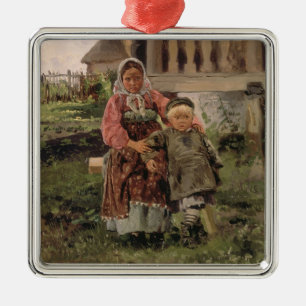 Bruder und Schwester, 1880 Silbernes Ornament