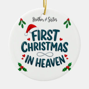 Bruder und Schwester erstes Weihnachten im Himmel  Keramik Ornament
