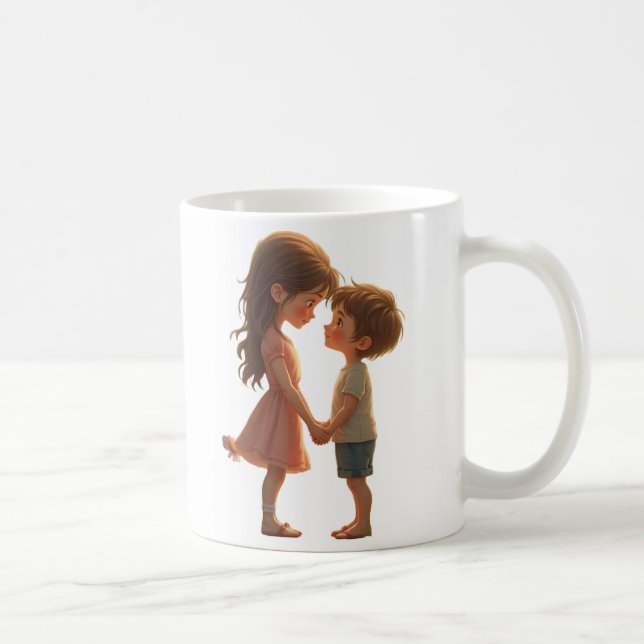 Bruder und Schwester Hug - herzerwärmende Geschwis Kaffeetasse (Rechts)
