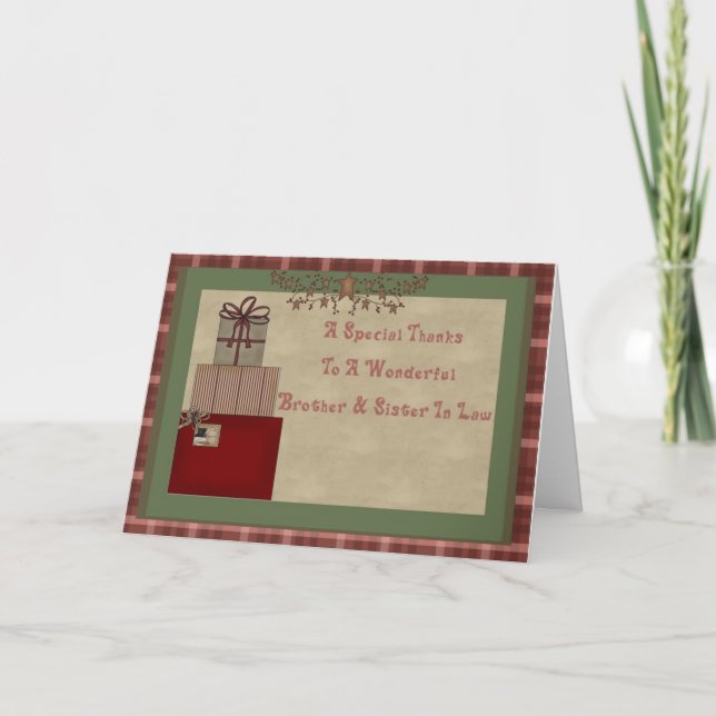 Bruder und Schwester im Gesetz Weihnachtsgeschenk  Dankeskarte (Vorderseite)