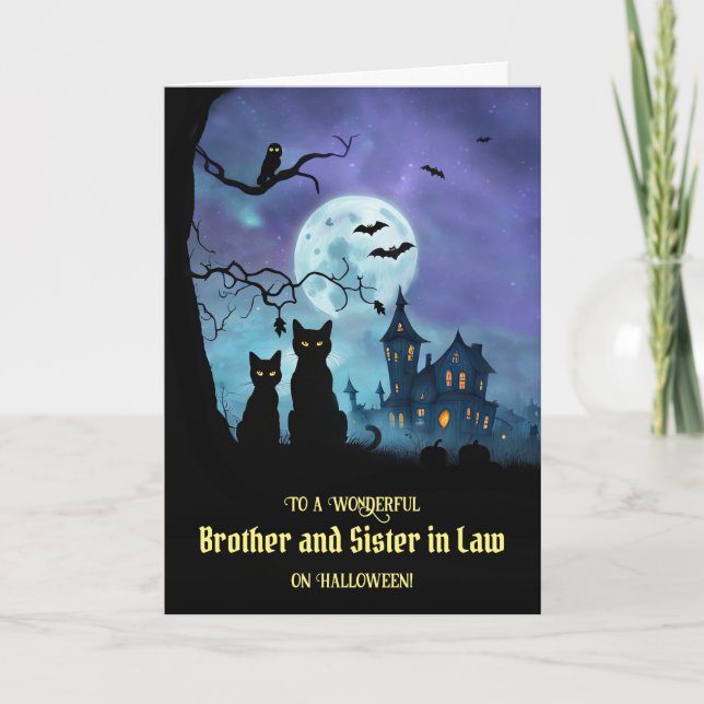 Bruder und Schwester im Jura glücklich Halloween N Karte (Vorderseite)