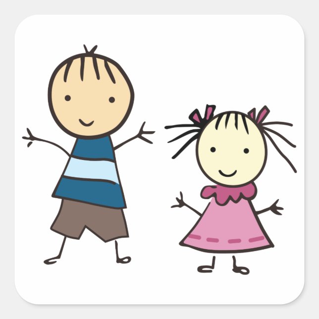 Bruder und Schwester Quadratischer Aufkleber (Vorderseite)