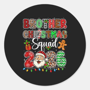 Bruder Weihnachtsmannschaft 2026 Leopard Lustiger Runder Aufkleber