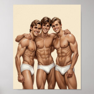 Brüderschaft der Vitalität: Diverses Trio im Retro Poster