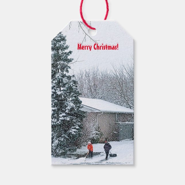 Bruderschaft schneebedeckte Tags Geschenkanhänger (Vorderseite)