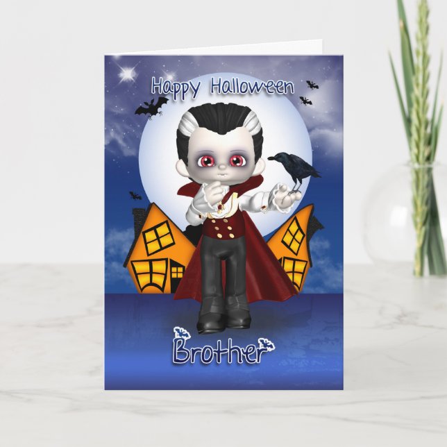 Bruderspaß-Vampirshalloween-Grußkarte Karte (Vorderseite)