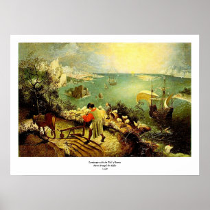 Bruegels Landschaft mit dem Fall von Ikarus - 1558 Poster