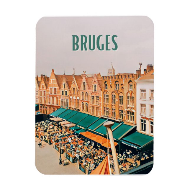 Bruges Belgien Foto Vintage Magnet (Vertikal)