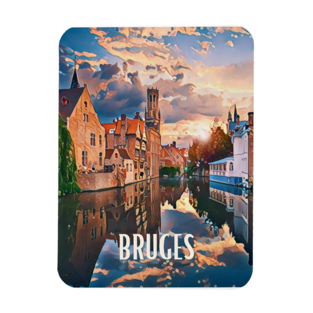 Bruges Belgien Foto Vintage Magnet (Vertikal)