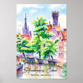 Bruges Belgium Aquarellmalerei Poster