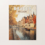 Bruges Belgium Illustration Travel Art Vintag<br><div class="desc">Bruges Retrovektor-Reisedesign. Brügge,  bekannt als das "Venedig des Nordens",  ist eine malerische mittelalterliche Stadt in Belgien,  berühmt für seine bezaubernden Kanäle,  historische Architektur und weltklasse Schokolade.</div>