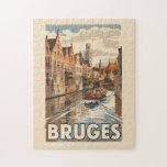 Bruges Belgium Illustration Travel Art Vintag<br><div class="desc">Bruges Retrovektor-Reisedesign. Brügge,  bekannt als das "Venedig des Nordens",  ist eine malerische mittelalterliche Stadt in Belgien,  berühmt für seine bezaubernden Kanäle,  historische Architektur und weltklasse Schokolade.</div>