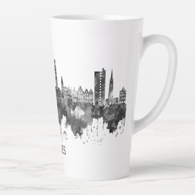 Bruges Belgium Skyline BW Milchtasse (Rechts)