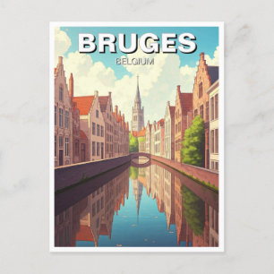 Bruges Belgium Travel Canal Postkarte