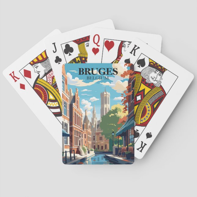 Bruges Belgium Travel Illustration Spielkarten (Rückseite)