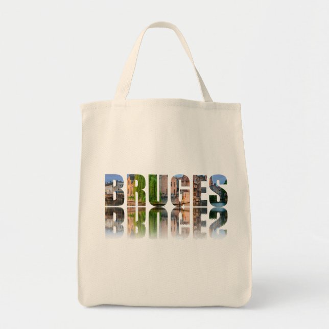Bruges Text Foto Tragetasche (Vorne)