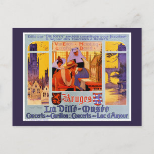 Bruges Vintage Travel Poster wiederbelebt Postkarte