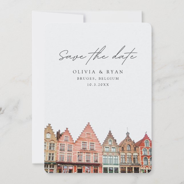 Bruges Wedding Belgien Save the Date Einladung (Vorderseite)