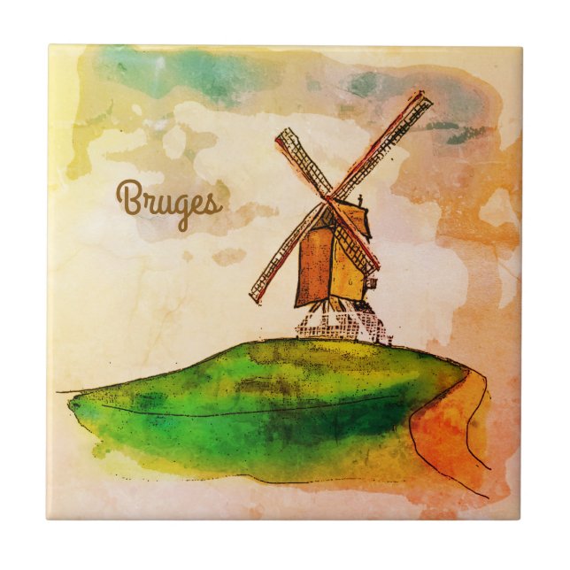 Bruges Windmill Fliese (Vorderseite)