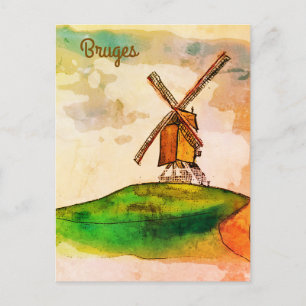 Bruges Windmill Postkarte