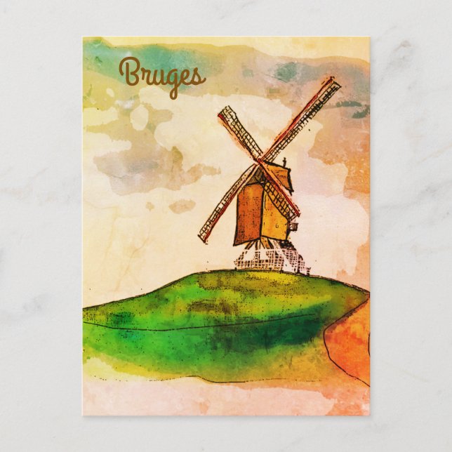Bruges Windmill Postkarte (Vorderseite)
